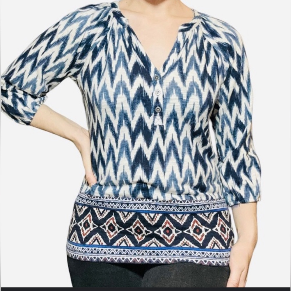 Lucky Brand Argyle/Diamond Print Top